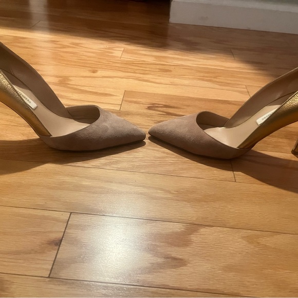 Diane Von Furstenberg Leather and Suede Pumps( gold and beige) 7M - Picture 3 of 7